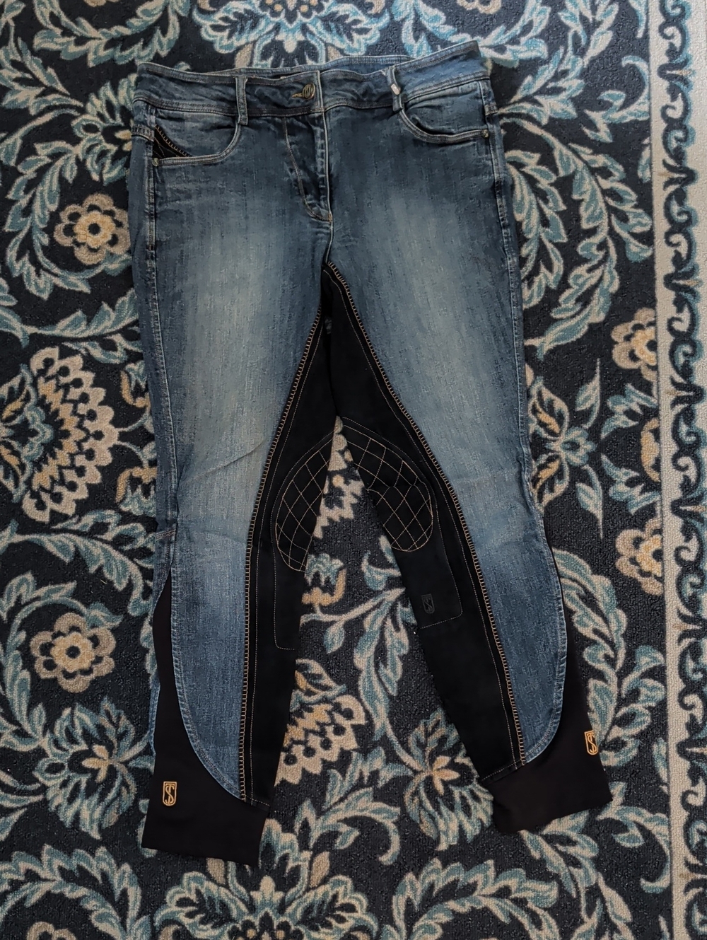 Women’s Blue Denim Riding Jeans with Black Full Seat